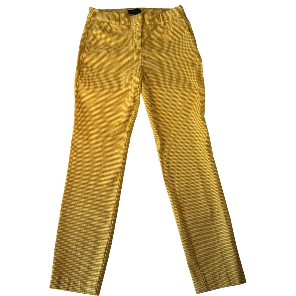 Adrienne Vittadini Mustard Yellow Houndstooth Ankle‎ Pants D2566 Womens Size 6